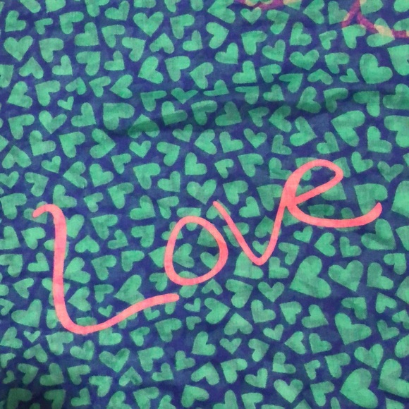 Blue & Green Heart Pattern Infinity Scarf - Picture 2 of 5